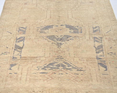 11 Ft Vintage Brown Persian Style Hand Knotted Low Pile Wool Runner Rug